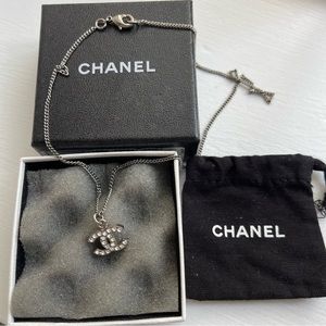 Vintage Chanel Mini Crystal CC Pendant Necklace